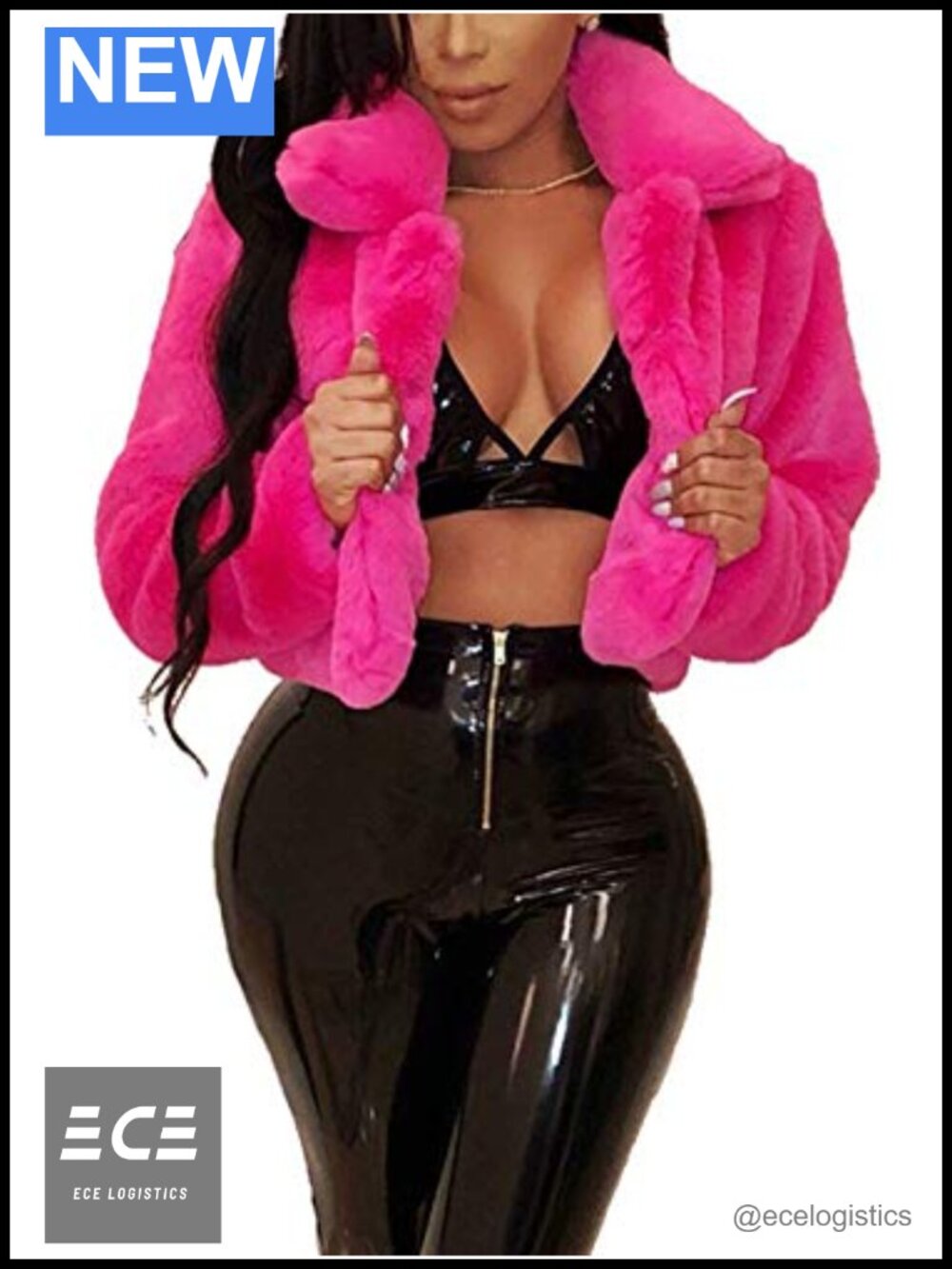 Faux Fur Jacket Lapel Crop Fuzzy Coat Long Sleeve Open Front